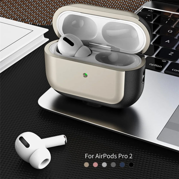 For AirPods Pro 2 TPU Case Litchi Texture Fall Prevention Earphone Cover with Lanyard - Titanium Grey - 6