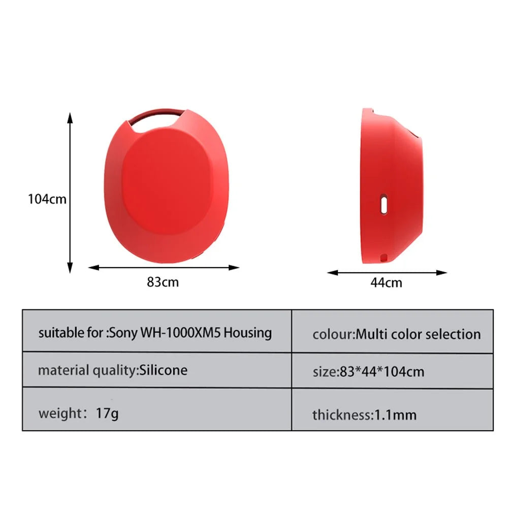 GJT-011 1 Pair For Sony WH-1000XM5 Headphone Earmuff Protective Case Silicone Cover - Red - 5