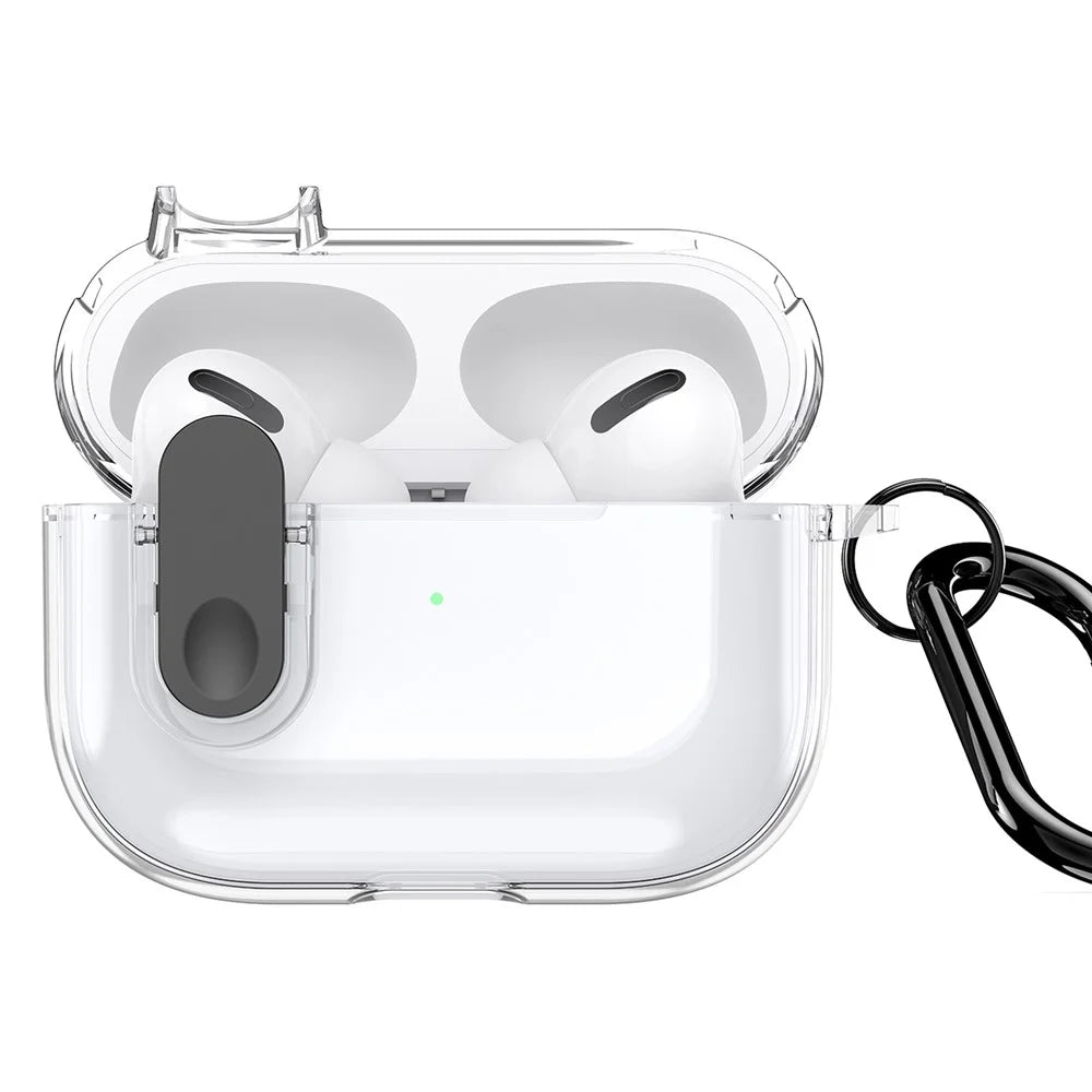 DUX DUCIS PECL Series for Apple AirPods Pro 2 Earphone Case  TPU+PC Cover with Hanging Hook - Clear Black - 1