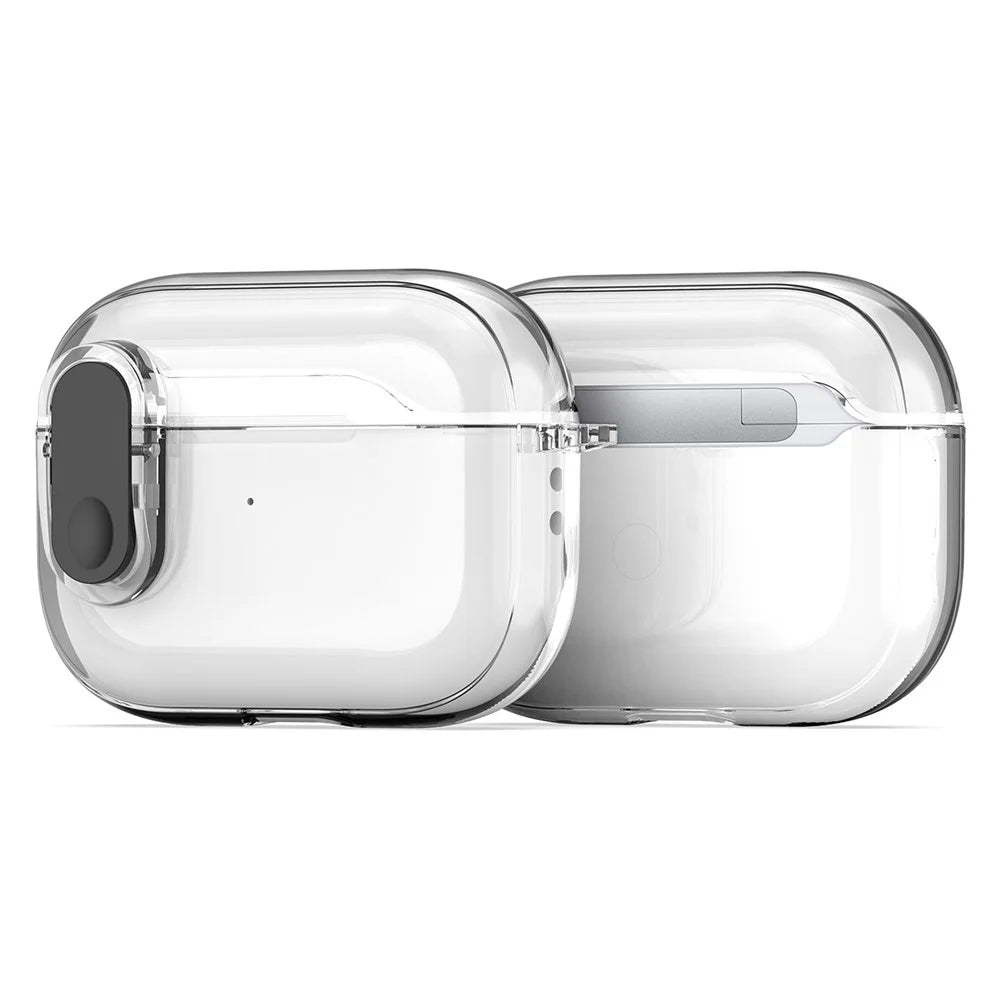 DUX DUCIS PECL Series for Apple AirPods Pro 2 Earphone Case  TPU+PC Cover with Hanging Hook - Clear Black - 2