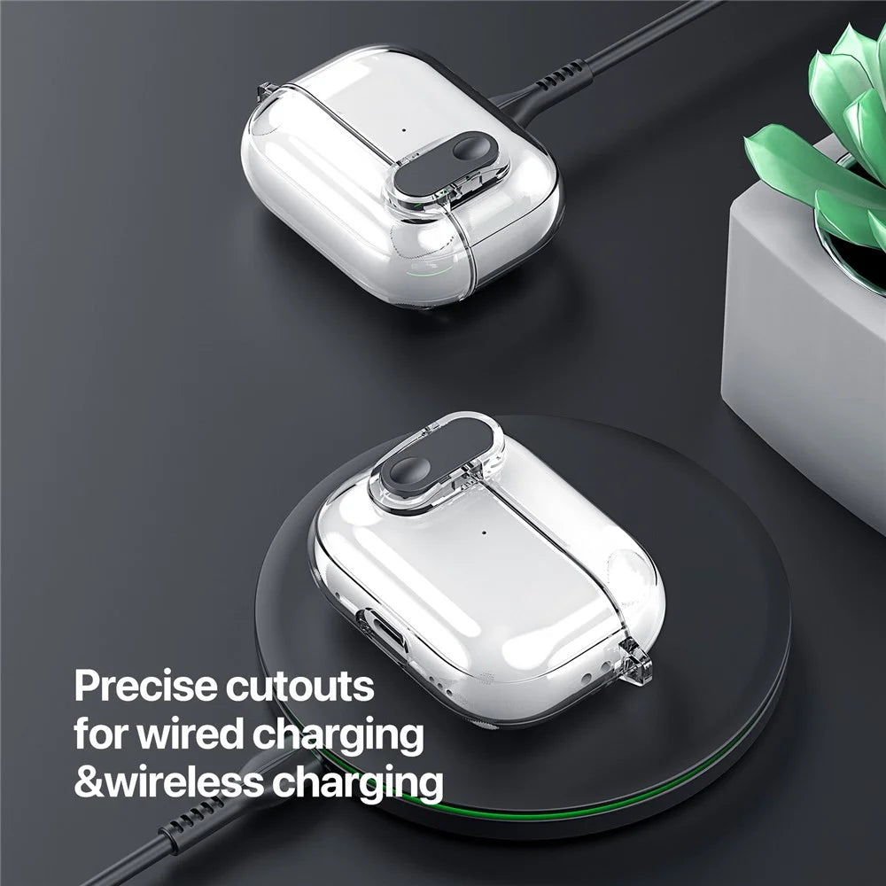 DUX DUCIS PECL Series for Apple AirPods Pro 2 Earphone Case  TPU+PC Cover with Hanging Hook - Clear Black - 7