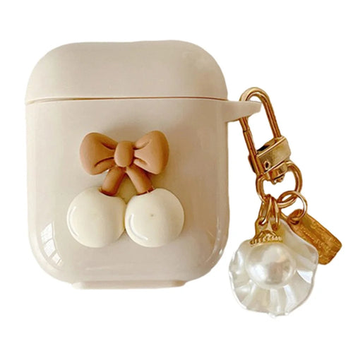 For AirPods with Charging Case (2016)  /  (2019)  /  AirPods with Wireless Charging Case (2019) Cherry Decor TPU Cover with Pendant - 1