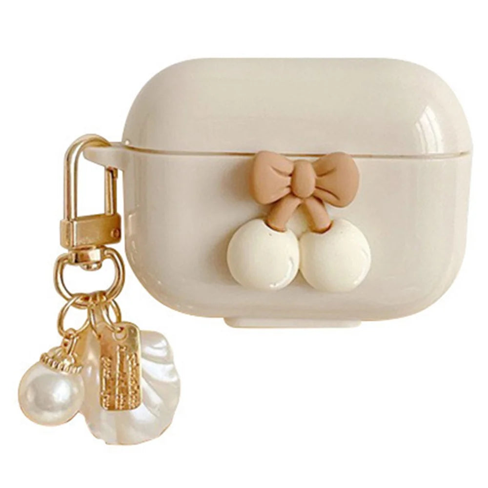 For AirPods 3 Cherry Decor TPU Cover Earphone Protective Sleeve with Pendant - 1