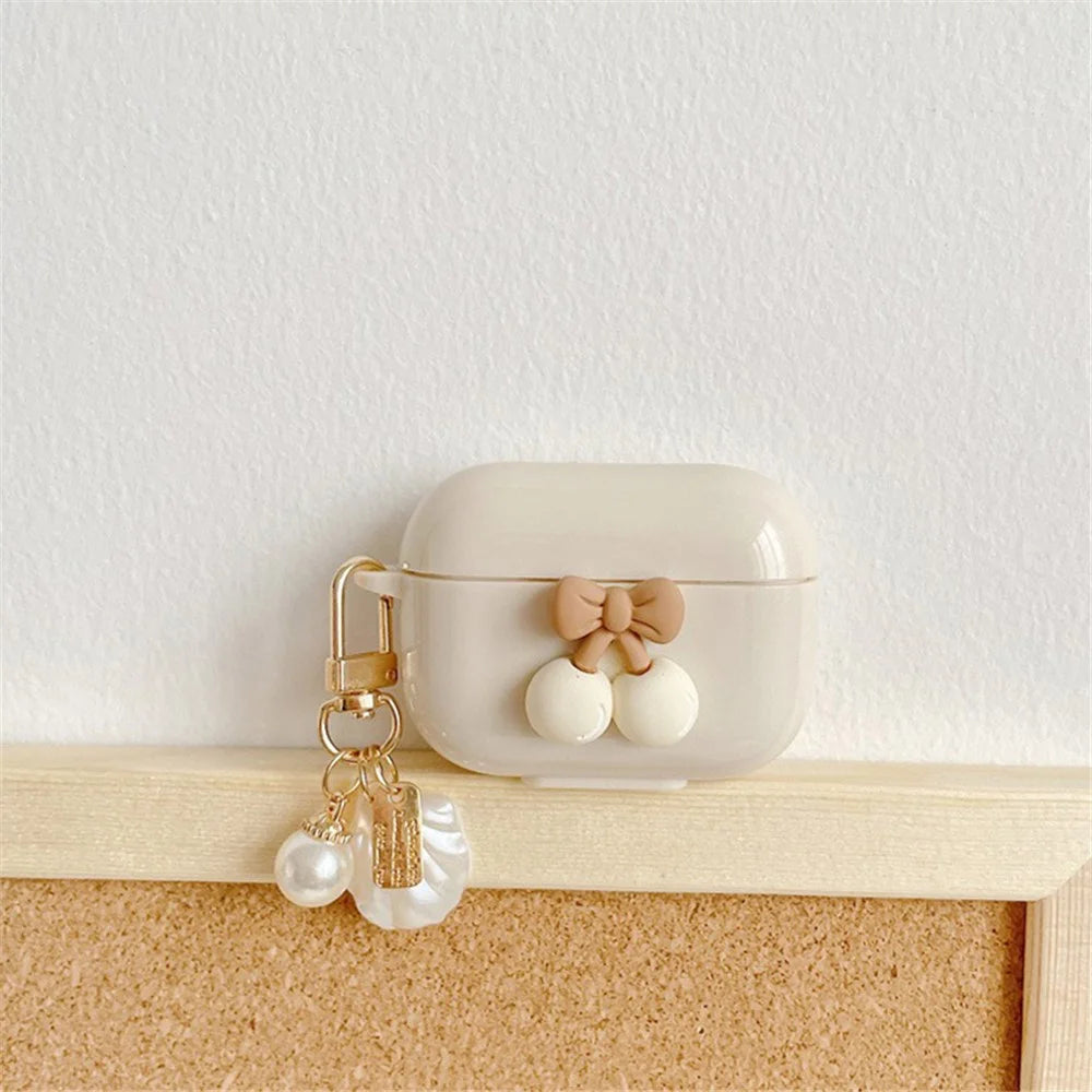 TPU Cover for AirPods Pro Cherry Decor Earphone Protective Sleeve with Pendant - 4