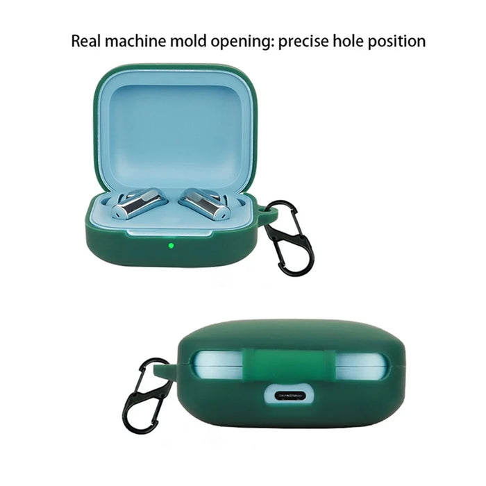 For OnePlus Buds 3 Silicone Case Bluetooth-compatible Headset Sleeve Cover with Buckle - Blackish Green - 3