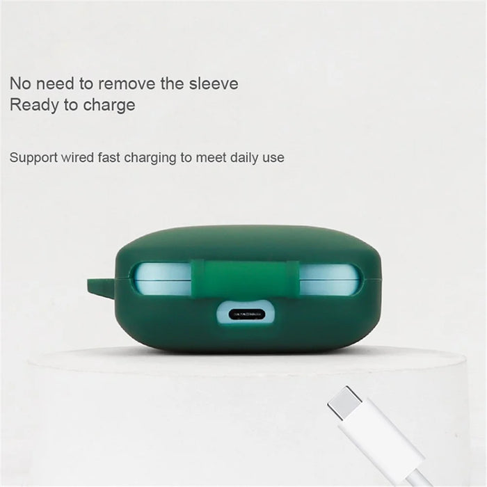 For OnePlus Buds 3 Silicone Case Bluetooth-compatible Headset Sleeve Cover with Buckle - Blackish Green - 5