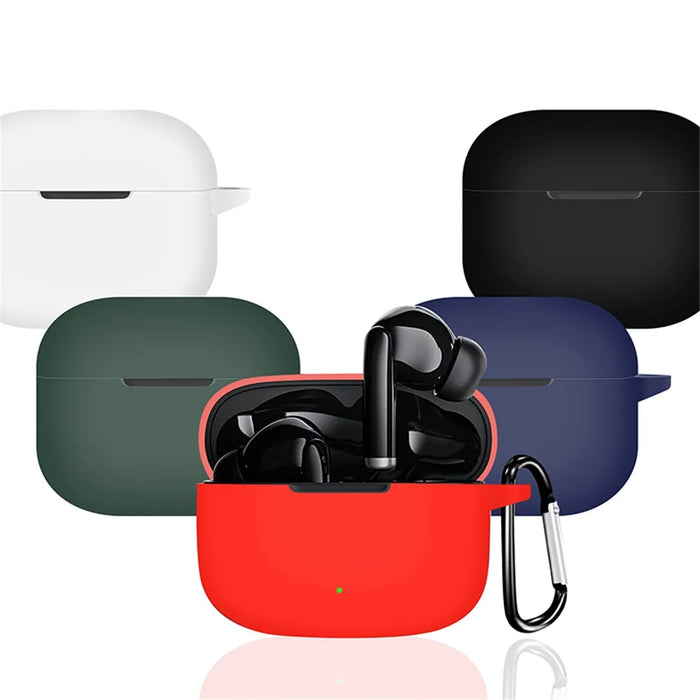 For QCY T19 Earphone Cover Silicone Case Headset Sleeve with Buckle - Red - 7