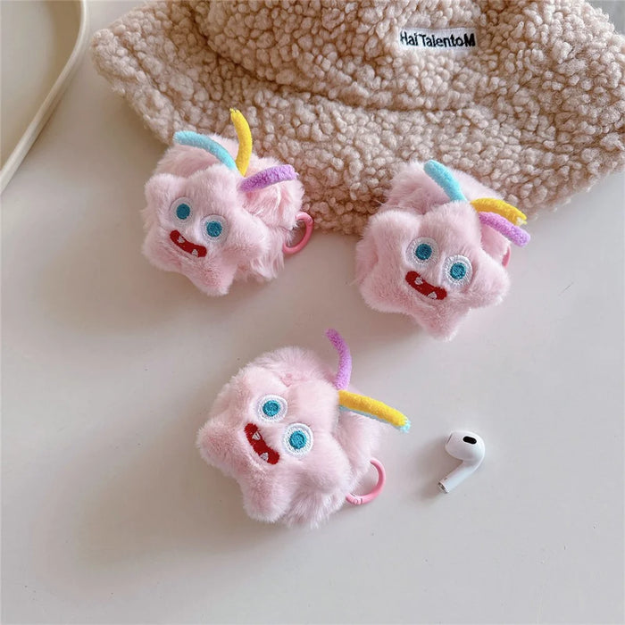 For Apple AirPods Pro Wireless Headset Case Cute Star Soft Plush Cover with Buckle - 4