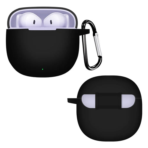 For Honor Earbuds X6 Bluetooth-compatible Earphone Silicone Case Anti-drop Cover with Hanging Buckle - Black - 1