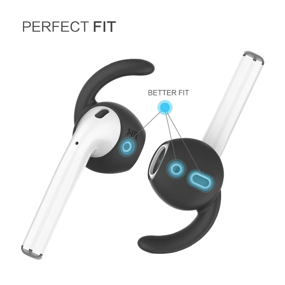 AHASTYLE PT60-3 For Apple AirPods 3 Ear Hooks Earbud Cap Lostproof Silicone Ear Tips, L - Black - 2