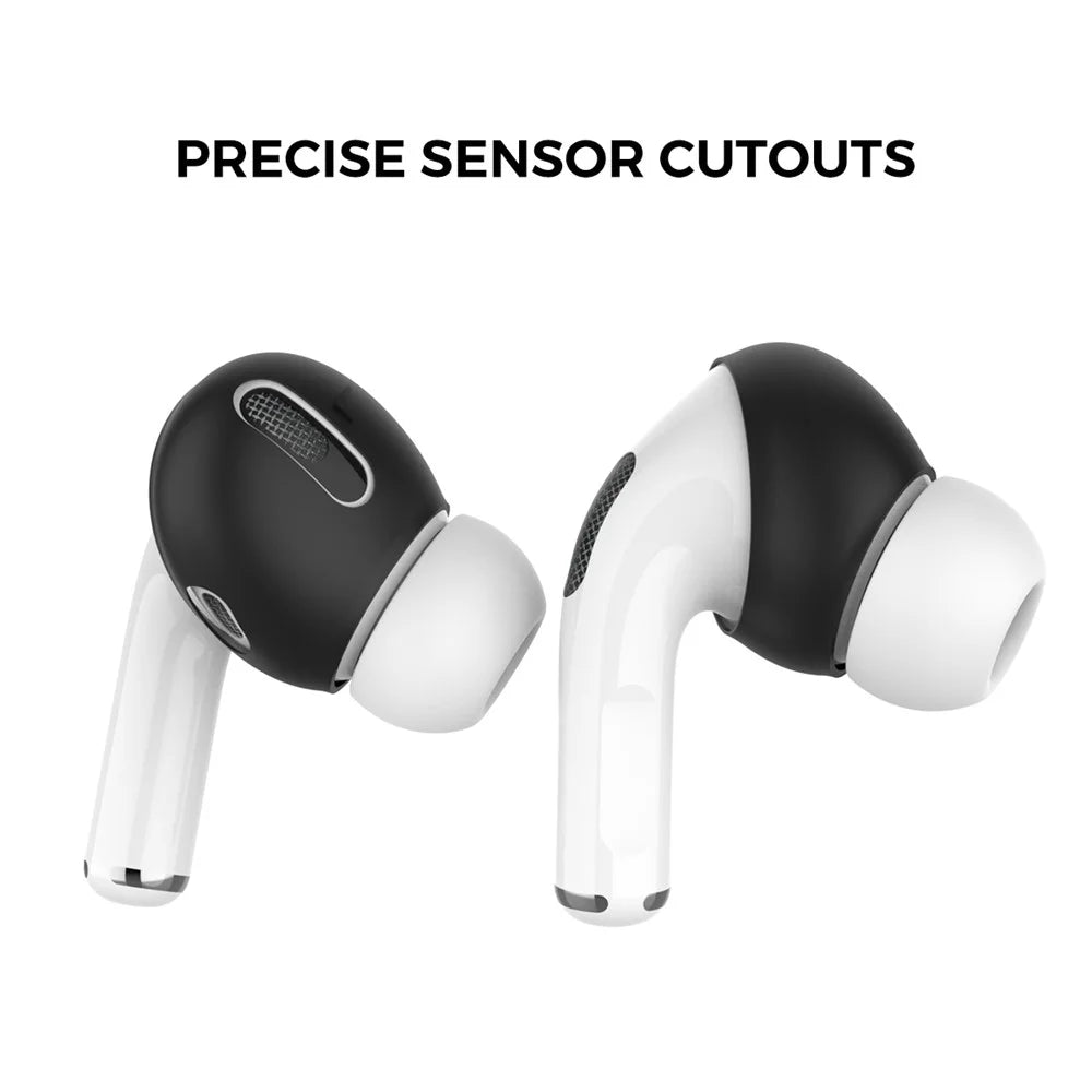 AHASTYLE PT76-PRO For Apple AirPods Pro 1 Pair Size S Soft Silicone Sleeve Slim Earbuds Cover - Black - 3