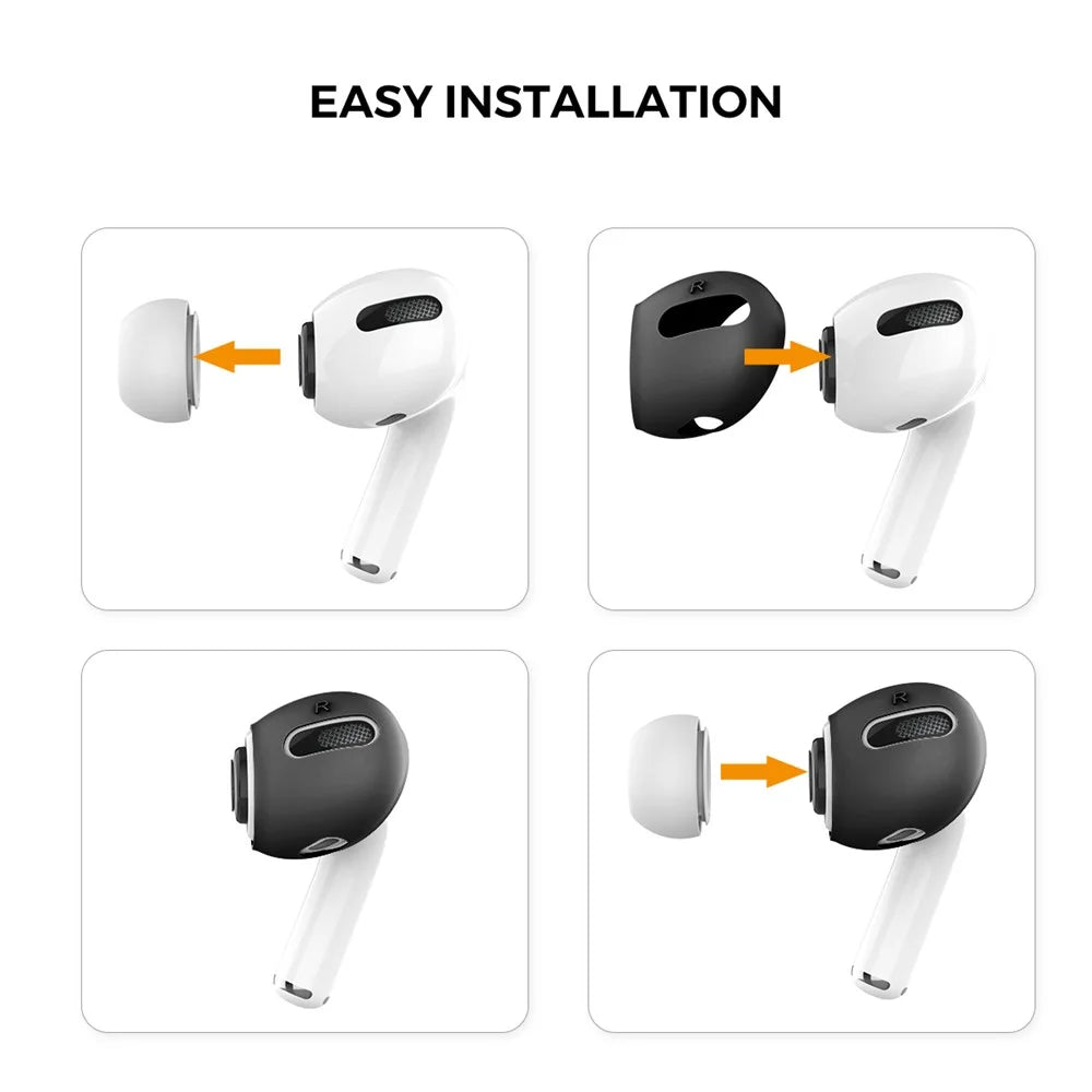 AHASTYLE PT76-PRO For Apple AirPods Pro 1 Pair Size S Soft Silicone Sleeve Slim Earbuds Cover - Black - 4