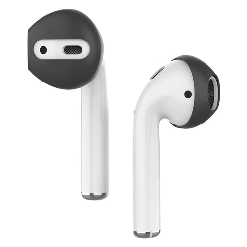 AHASTYLE PT76 For Apple AirPods 1 / 2 1 Pair Size L Slim Earbuds Cover Earphone Silicone Sleeve - Black - 1