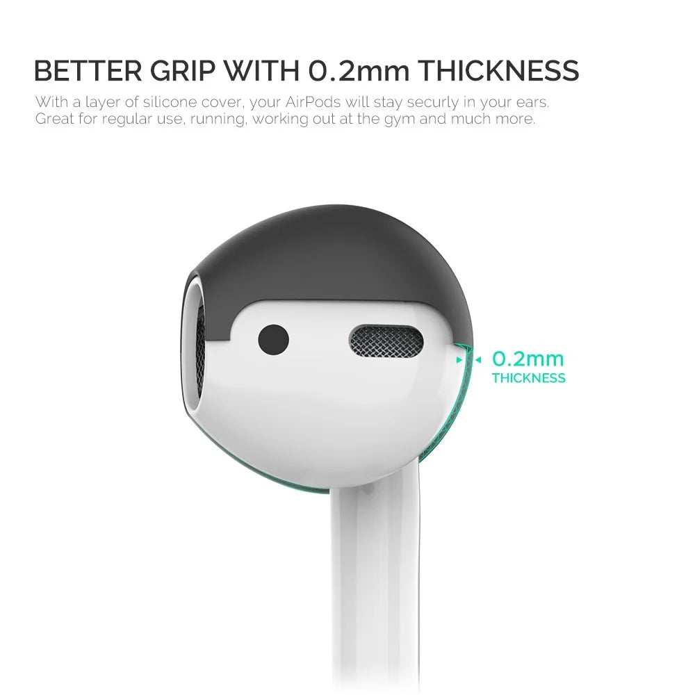 AHASTYLE PT76 For Apple AirPods 1 / 2 1 Pair Size L Slim Earbuds Cover Earphone Silicone Sleeve - Black - 3