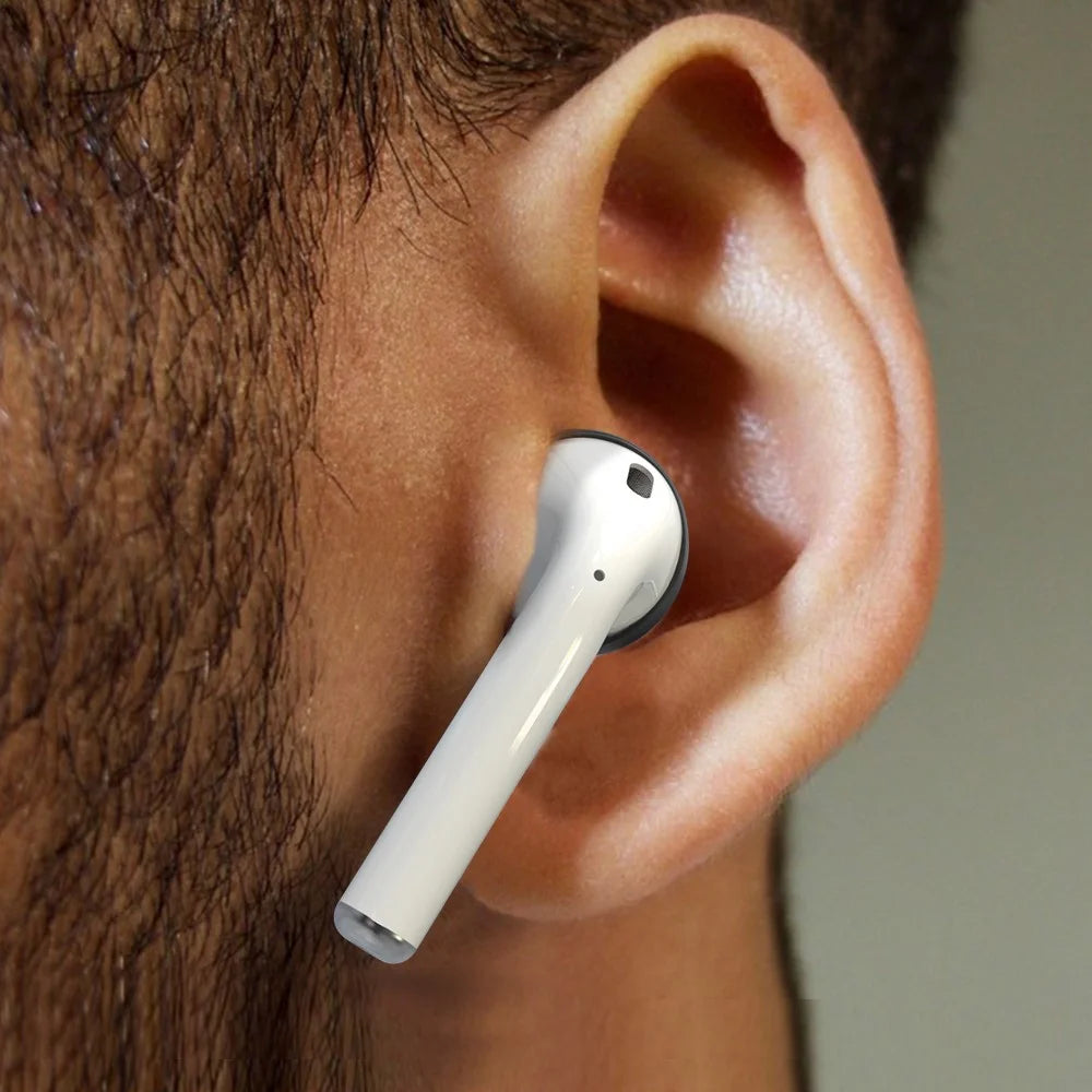 AHASTYLE PT76 For Apple AirPods 1 / 2 1 Pair Size L Slim Earbuds Cover Earphone Silicone Sleeve - Black - 4