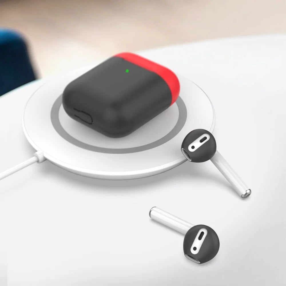 AHASTYLE PT76 For Apple AirPods 1 / 2 1 Pair Size L Slim Earbuds Cover Earphone Silicone Sleeve - Black - 5