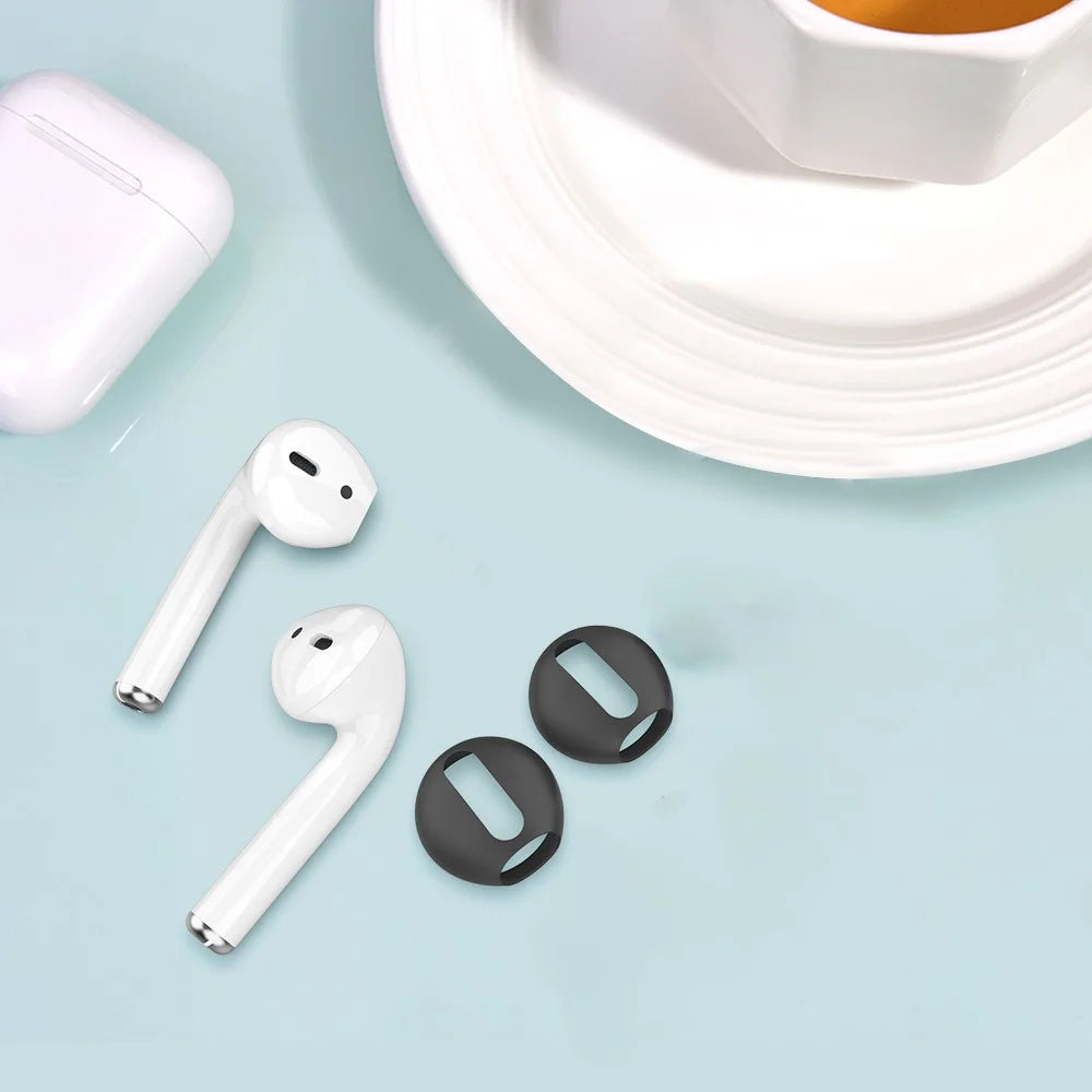 AHASTYLE PT76 For Apple AirPods 1 / 2 1 Pair Size S Earbuds Cover Slim Silicone Earphone Sleeve - Black - 6