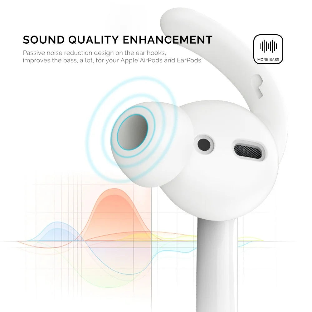 AHASTYLE PT40 1 Pair Size L Eartips for Apple EarPods / AirPods 1 / 2 Earhook Design Silicone Earbuds Sleeve - Black - 4