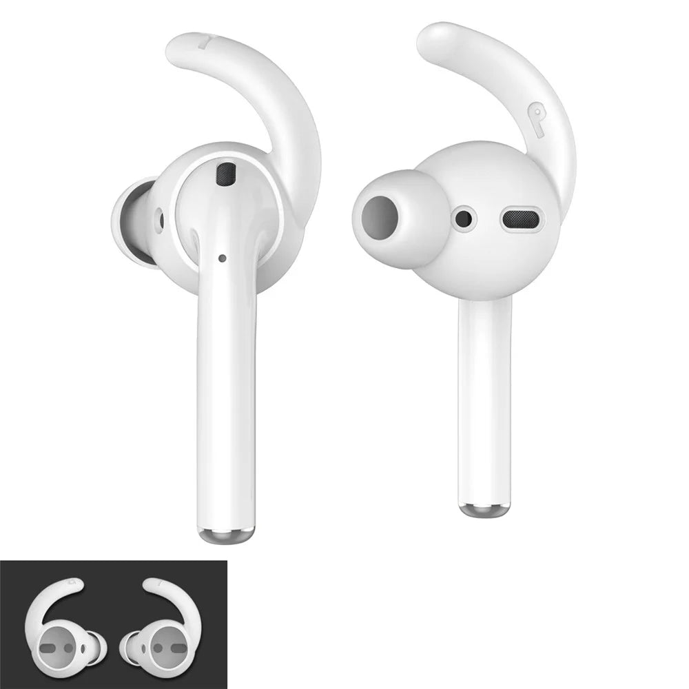 AHASTYLE PT40 1 Pair Size S Silicone Eartips for Apple EarPods / AirPods 1 / 2 Earhook Design Earbuds Cover - White - 2