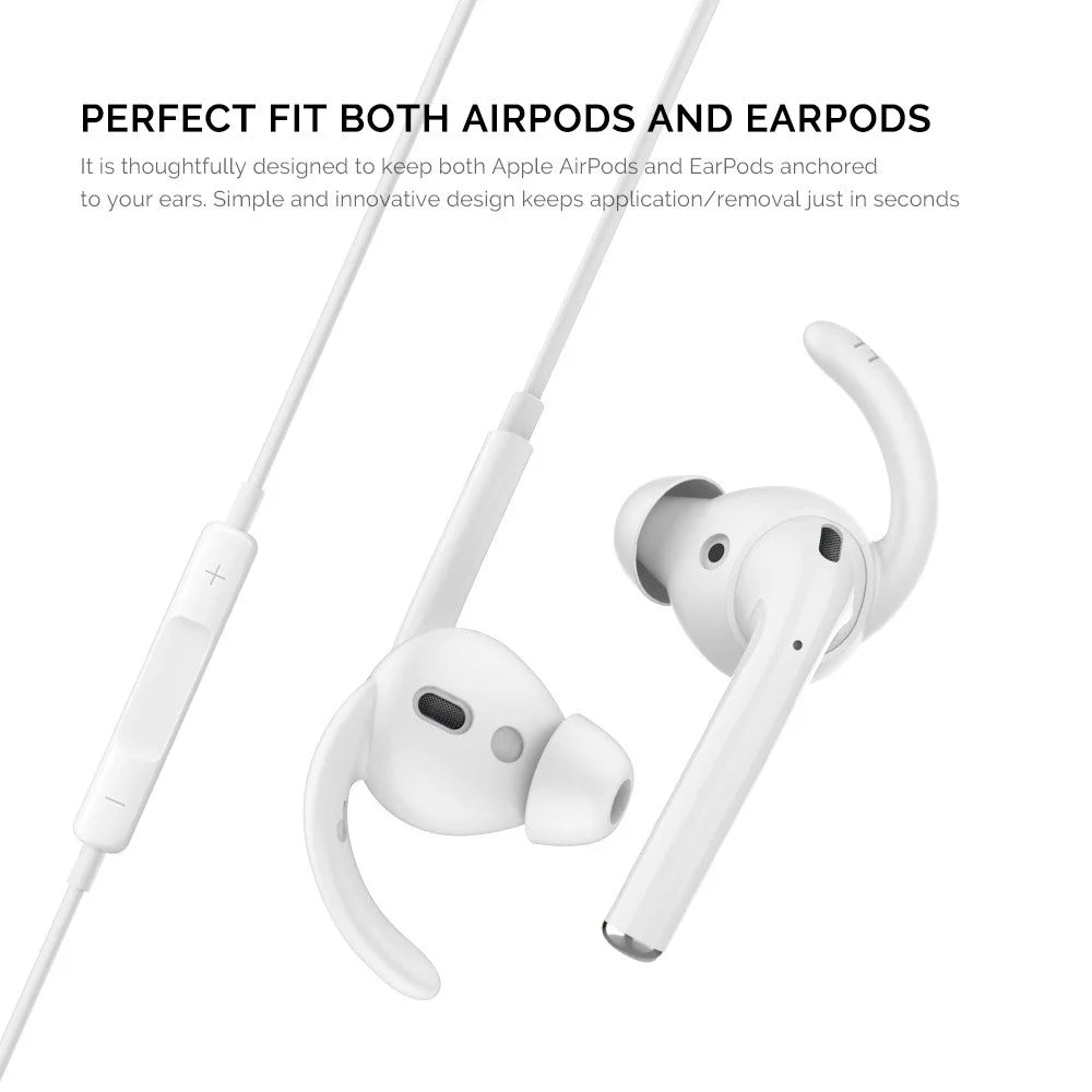 AHASTYLE PT40 1 Pair Size S Silicone Eartips for Apple EarPods / AirPods 1 / 2 Earhook Design Earbuds Cover - White - 5