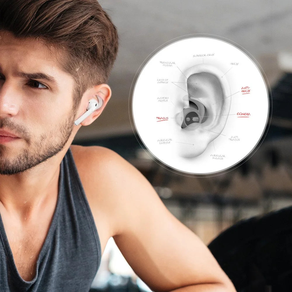 AHASTYLE PT40 1 Pair Size S Silicone Eartips for Apple EarPods / AirPods 1 / 2 Earhook Design Earbuds Cover - White - 7