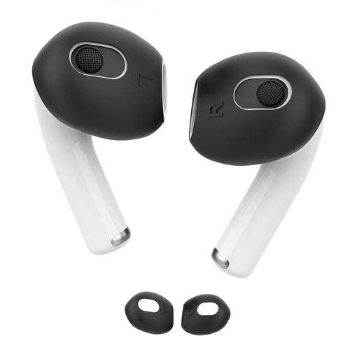 AHASTYLE PT76-3 1 Pairs Slim Ear Cover for Apple AirPods 3 Silicone Ear Tips, L - Black - 1