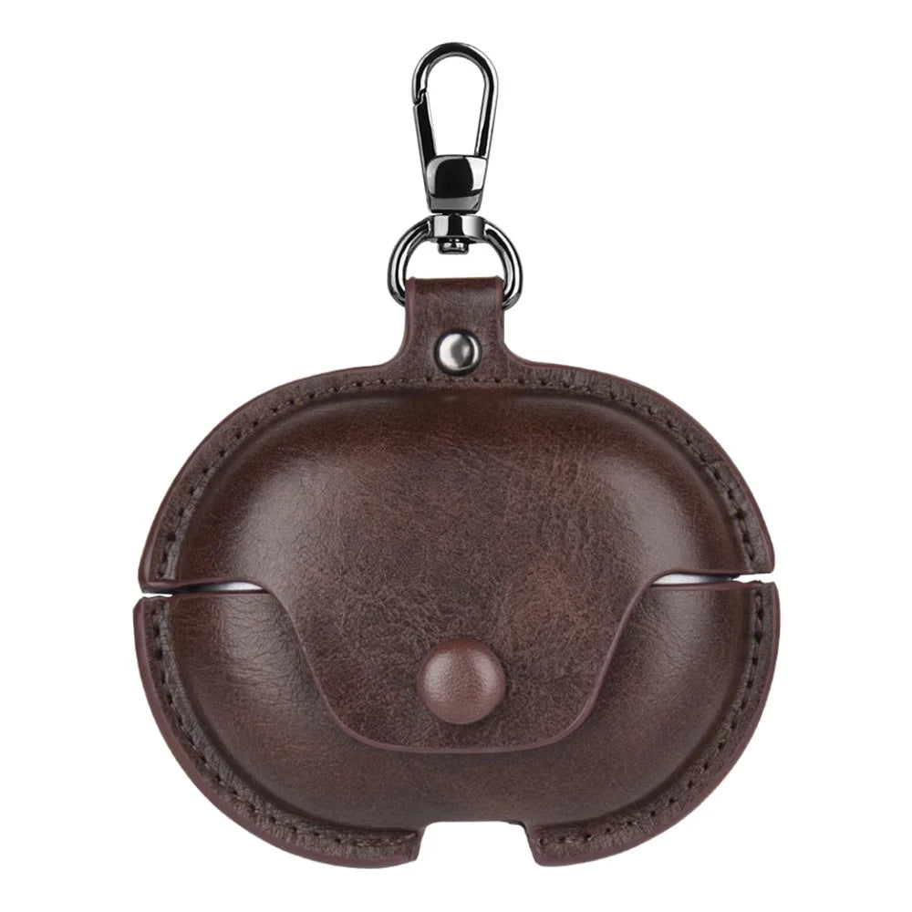 For Huawei FreeClip Earphone Case PU Leather Bluetooth-compatible Headset Charging Bin Sleeve - Dark Brown - 1