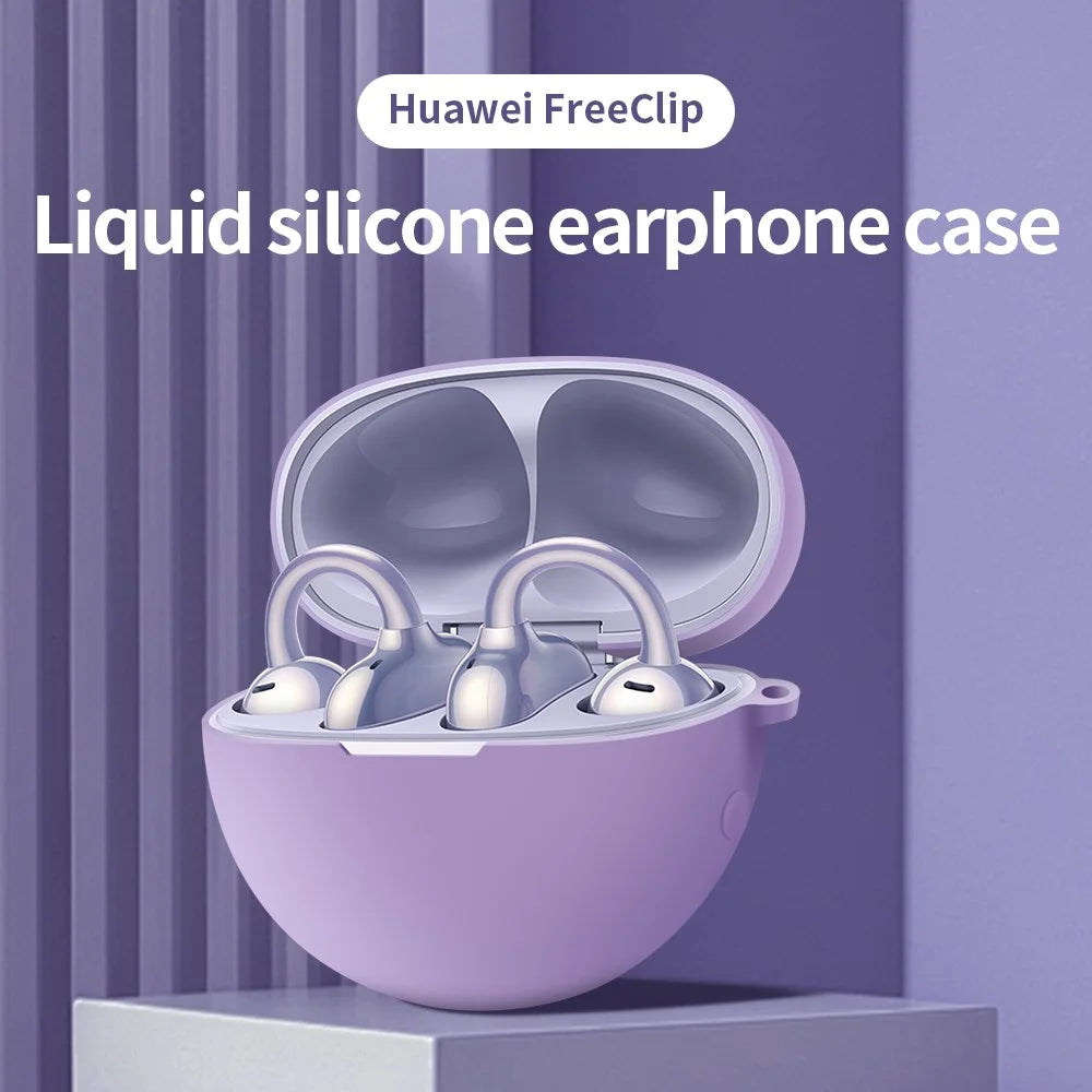 For HUAWEI FreeClip TWS Earphone Silicone Protective Case Anti-drop Cover - Purple - 3
