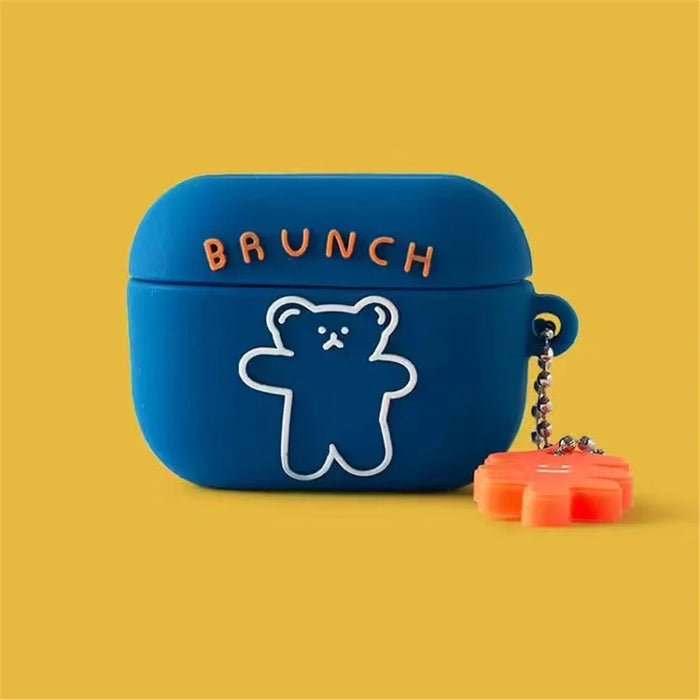 No.2 Silicone Cover for Lenovo LP40 Plus Bluetooth-compatible Earphone Cartoon Headphone Sleeve - Blue Bear - 2