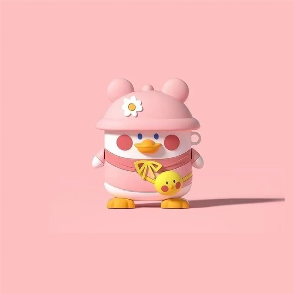 No.3 For Lenovo LP40S Bluetooth-compatible Earphone Sleeve Cartoon Duck with Cap Silicone Cover - Pink - 2
