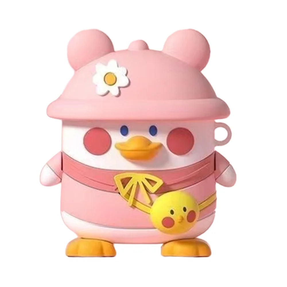 No.3 For Lenovo LP40 Cartoon Duck with Cap Bluetooth-compatible Earphone Sleeve Soft Silicone Cover - Pink - 1