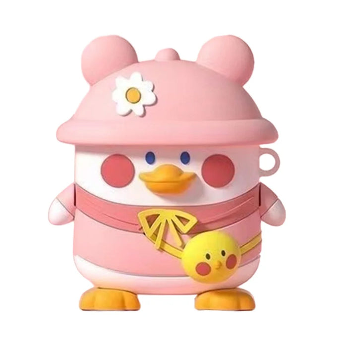 No.3 For Lenovo LP40 Cartoon Duck with Cap Bluetooth-compatible Earphone Sleeve Soft Silicone Cover - Pink - 1