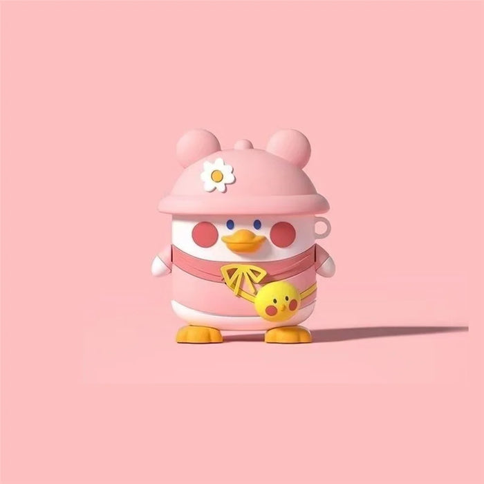 No.3 For Lenovo LP40 Cartoon Duck with Cap Bluetooth-compatible Earphone Sleeve Soft Silicone Cover - Pink - 2