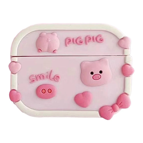 No.3 Anti-scratch Cover for Pro 4 Lovely Cartoon Bluetooth-compatible Earphone Silicone Sleeve - Three-dimensional Pink Pig - 1