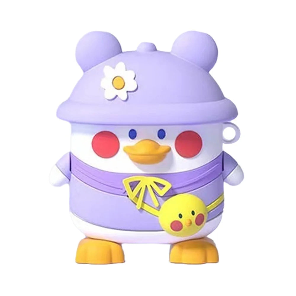 For Pro 4 Bluetooth-compatible Earphone Silicone Cover Cute Cartoon Case Anti-fall Protector - Purple Hat Duck - 1