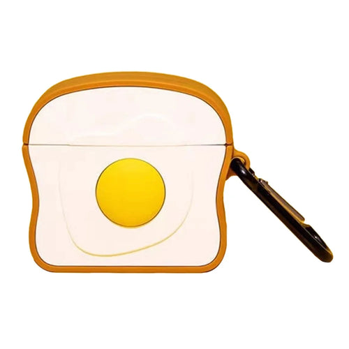 For Pro 4 Bluetooth-compatible Earphone Case Funny Cartoon Protective Cover Anti-drop Silicone Cover - Toast Egg - 1