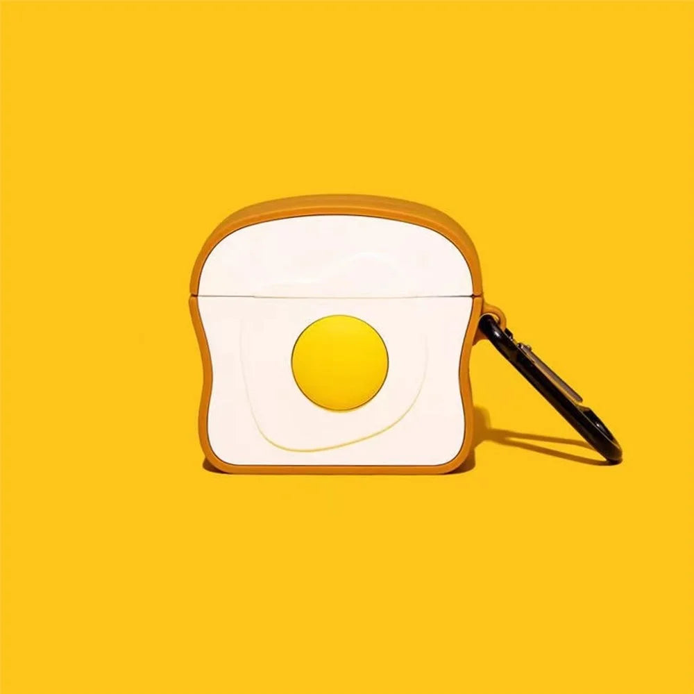 For Pro 4 Bluetooth-compatible Earphone Case Funny Cartoon Protective Cover Anti-drop Silicone Cover - Toast Egg - 2