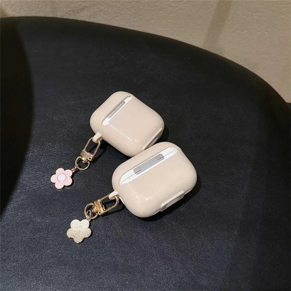 For AirPods with Charging Case (2016) / (2019) / AirPods with Wireless Charging Case (2019) TPU Cover with Pendant Earphone Case - Purple Green Flower - 4