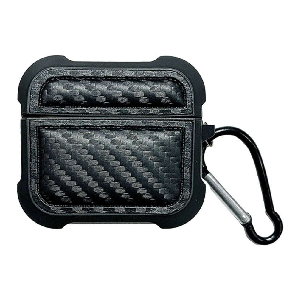 For AirPods 3 Earphone Protector Earphone Sleeve with Anti-lost Buckle Anti-fall Carbon Fiber Design - 1