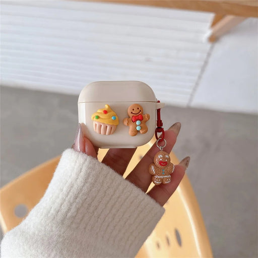 For Apple AirPods Pro Case Cake Cookie TPU Funny Earphone Cover with Gingerbread Man Pendant - 2