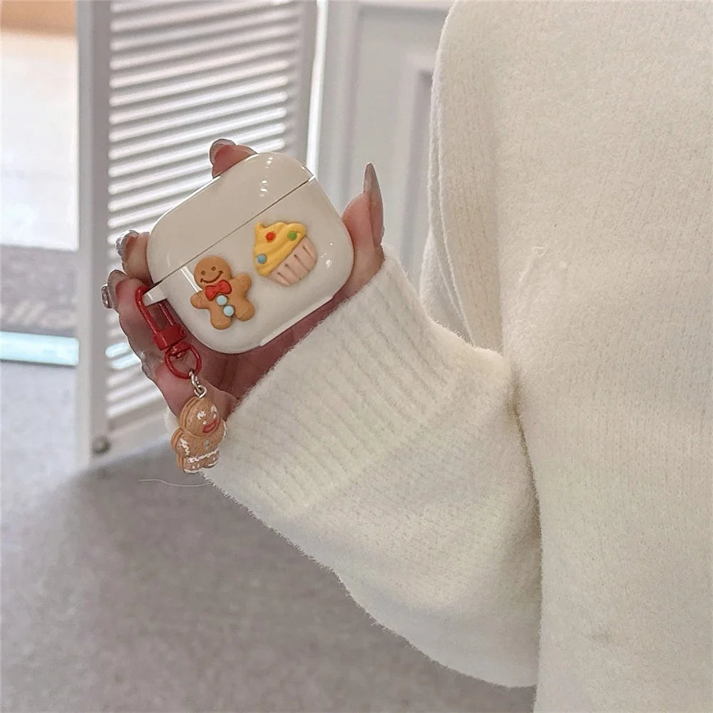 For Apple AirPods Pro Case Cake Cookie TPU Funny Earphone Cover with Gingerbread Man Pendant - 3