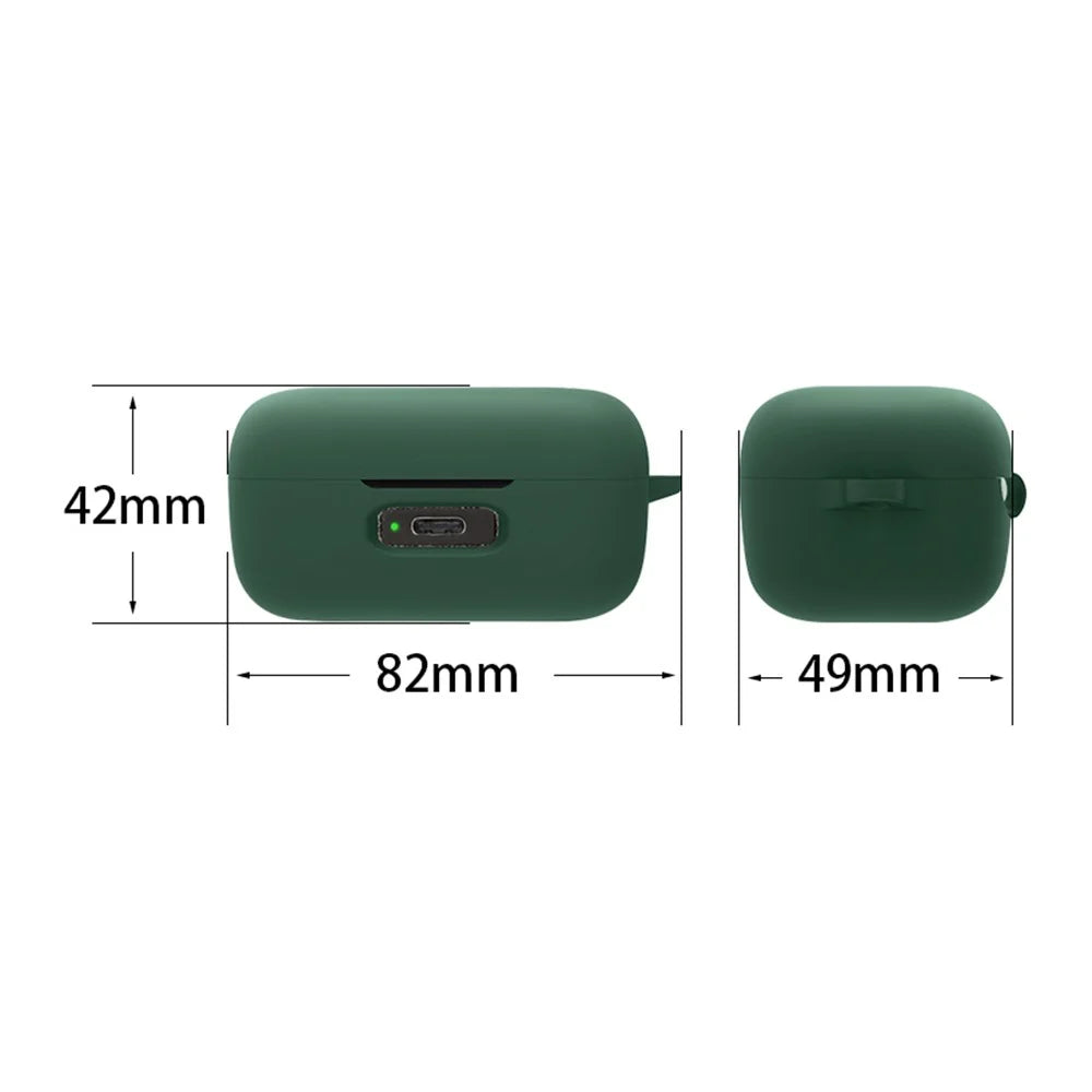 For MOMENTUM True Wireless 4 Earphone Case Silicone Protective Cover with Carabiner - Blackish Green - 4