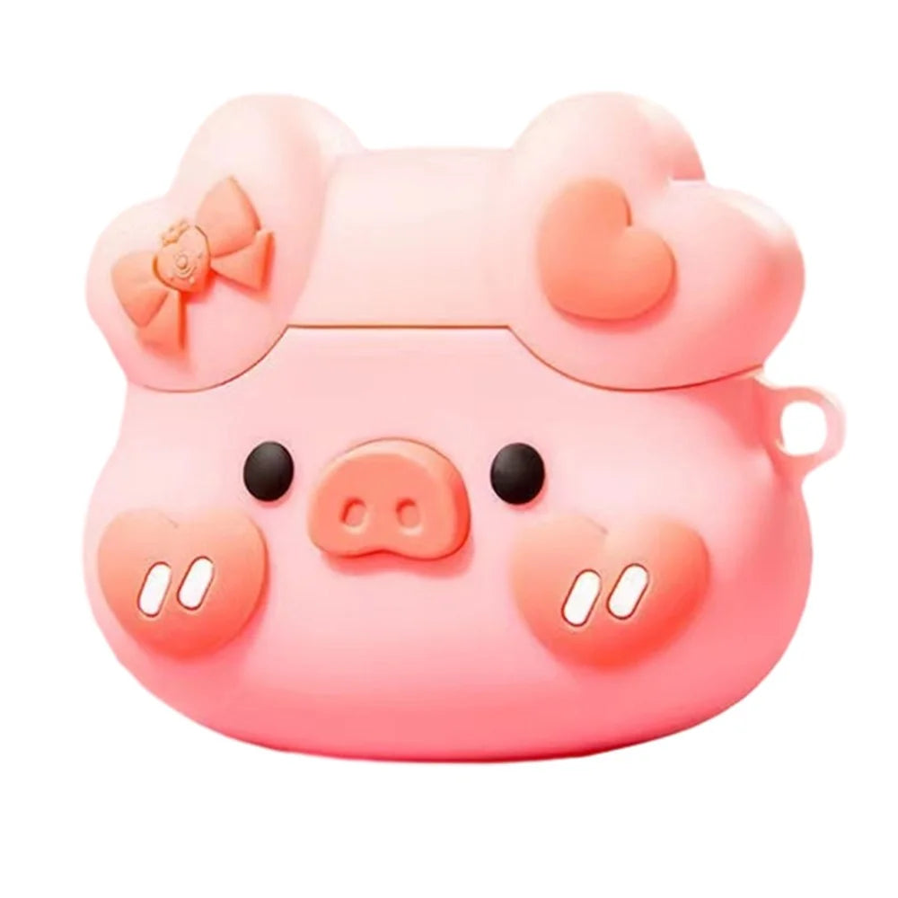 No.1 For Baseus WM05 Cartoon Protective Cover Bluetooth-compatible Earphones Anti-fall Silicone Case - Pig Head - 1