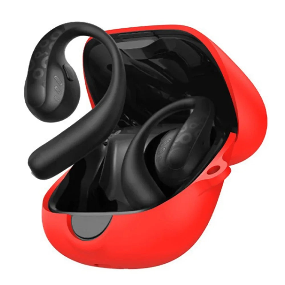 For Anker Soundcore AeroFit Pro Silicone Cover Bluetooth-compatible Earphone Charging Bin Sleeve - Red - 2