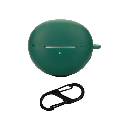 For Huawei FreeClip Earphone Protective Silicone Case Dust Cover with Hanging Buckle - Blackish Green - 1