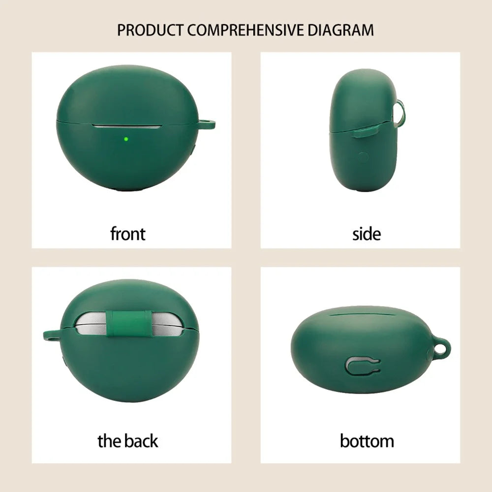 For Huawei FreeClip Earphone Protective Silicone Case Dust Cover with Hanging Buckle - Blackish Green - 4