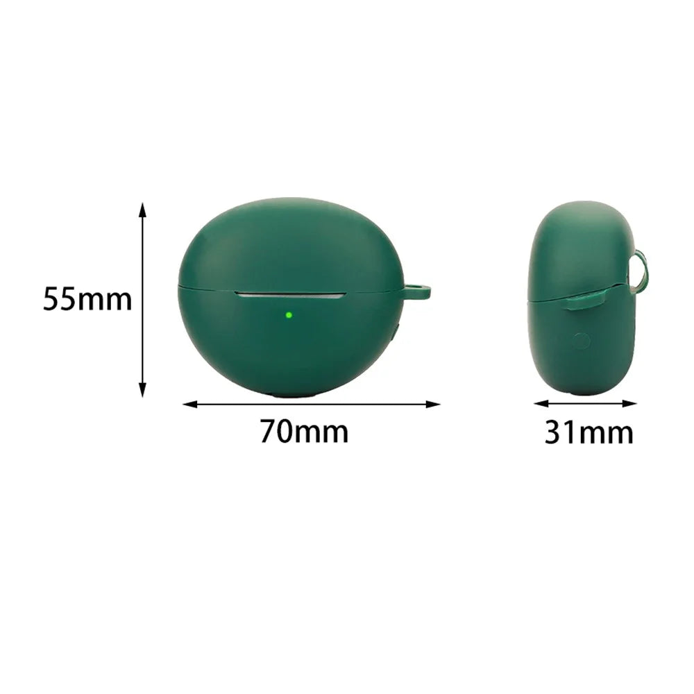 For Huawei FreeClip Earphone Protective Silicone Case Dust Cover with Hanging Buckle - Blackish Green - 5