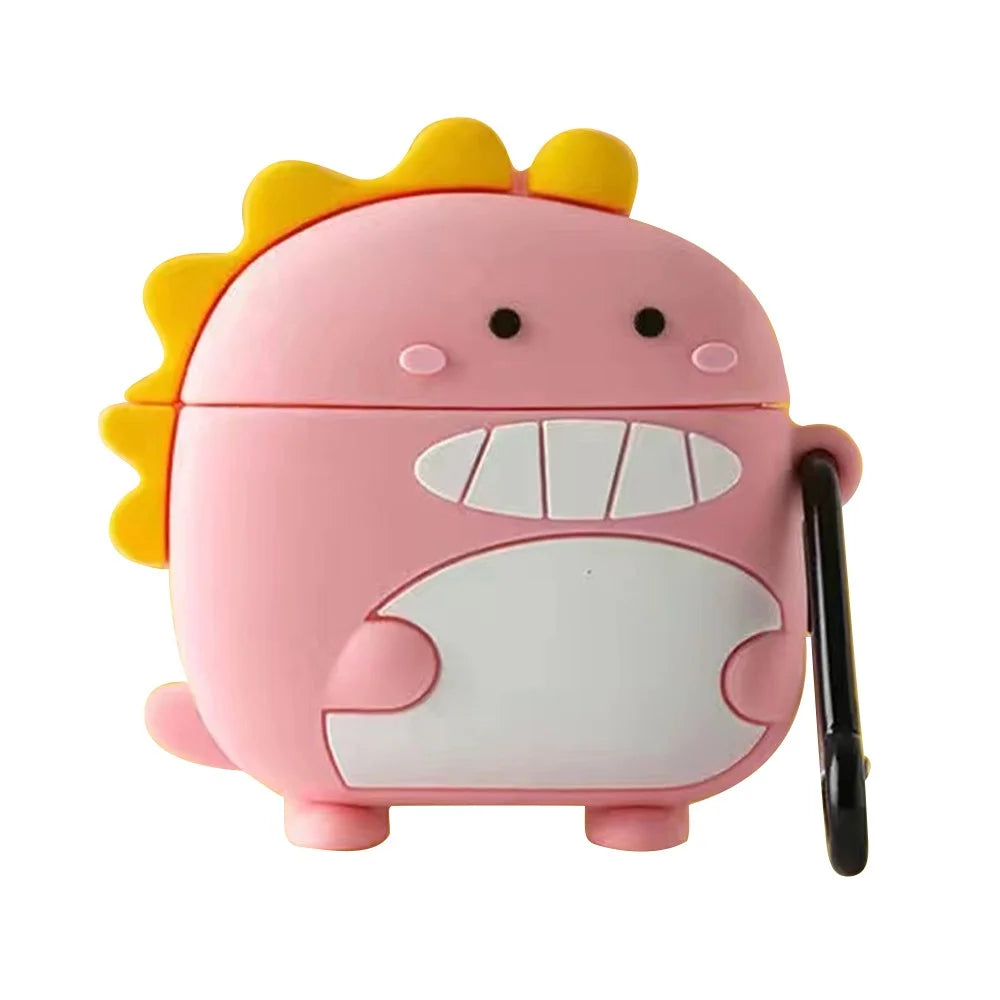 For Huawei FreeBuds 4 Cartoon Silicone Protective Cover Bluetooth-compatible Earphone Dustproof Shell - Pink Dinosaur - 1
