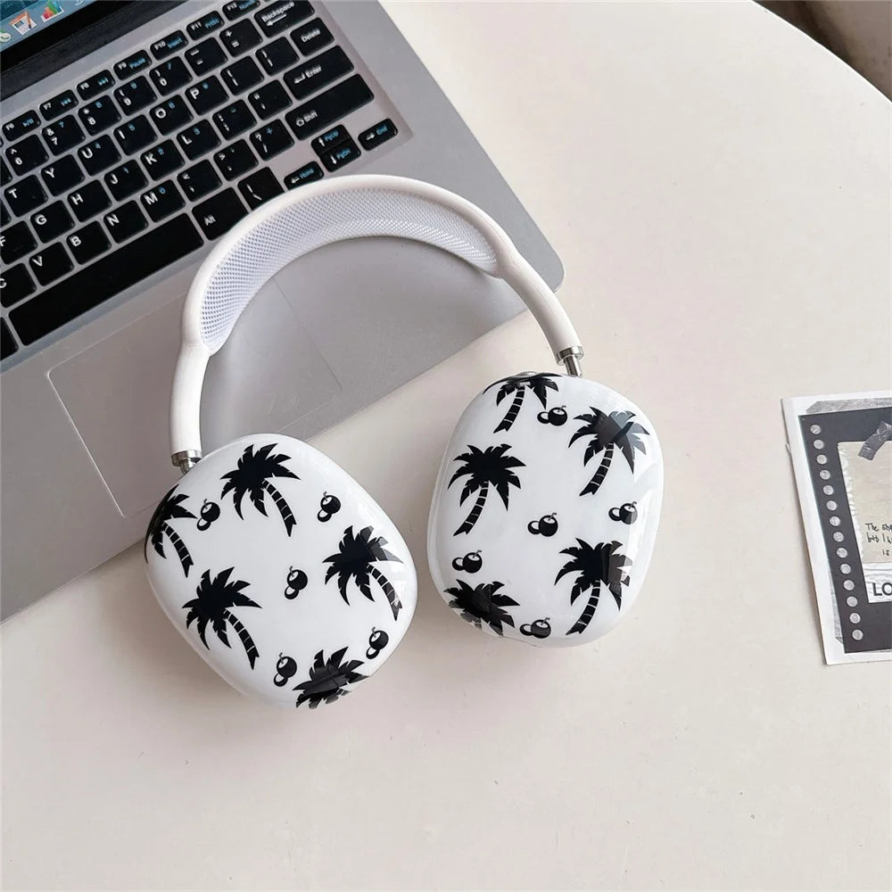 1 Pair For AirPods Max IMD Headset Earmuff Shell Headphone TPU Earpad Cover - Coconut Tree - 2
