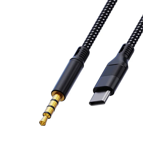 JS-101 For iPhone 15 1.2m Type-C to 3.5mm Audio Cable Braided HiFi Sound AUX Cord - 1